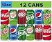 Assortment of Soda, Coca-Cola, Pepsi, Dr Pepper, Mountain Dew, Sprite and Ginger Ale Drinks Refrigerator Restock Kit (Pack of 12)