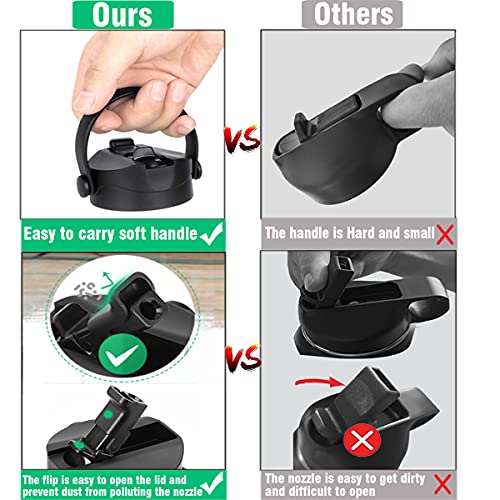 Syacot 32 Oz 40 Oz 64 Oz Stainless Steel Water Bottle, Insulated Double Wall Vacuum Leak Proof Water Flask, Metal Thermo Canteen Mug —Wide Mouth With 2 Straw Lids (32 Oz, Neon) #TOP4