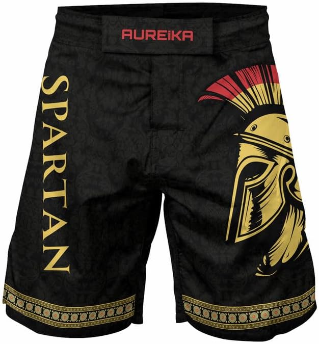 Spartan Men's MMA Shorts - BJJ Fight Shorts for Jiu Jitsu Muay Thai Grappling with Drawstring Inside
