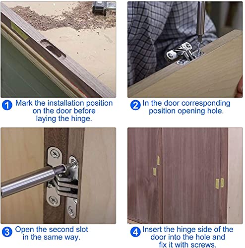 Hidden Door Hinges 10 Pack Concealed Cross Hinge Invisible 180 Degree Hinge Swing Coss Invisible Hinge For Cabinets, 0.47'' Leaf Width, 1.7" Leaf Hight #TOP5