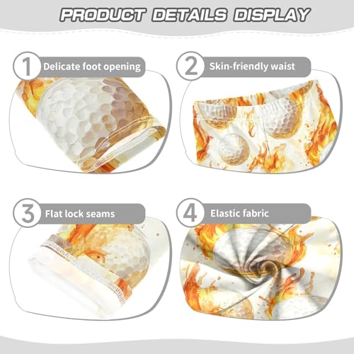 Watercolor Fire White Golf Balls Girls Leggings Kids Yoga Pants Dance Active Tights 4T3