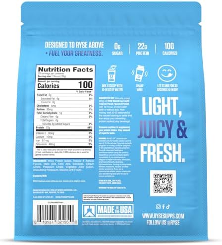 Ryse Clear Whey Isolate Protein Powder - Kool-Aid Tropical Punch - 22g Fast-Digesting Whey Protein - Light, Juicy & Refreshing - 100 Calories, Zero Sugar, Zero Artificial Colors - 20 Servings Bag — view 6