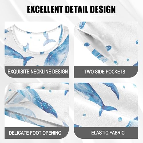 ALAZA Blue Dolphin Pajama Set Short Sleeve Sleepwear Soft Lounge Nightwear4