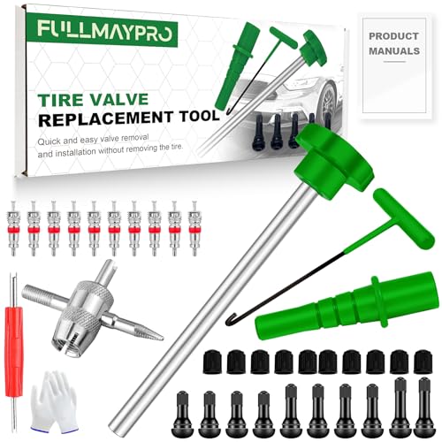 FullMayPro 38PCS Tire Valve Stem Core Quickly Replacement Tool Kit Quick Change Tire Valve Tool Kit for Replacing Leaky Valves in Cars Trucks ATVs etc.with TR413/TR414/TR418