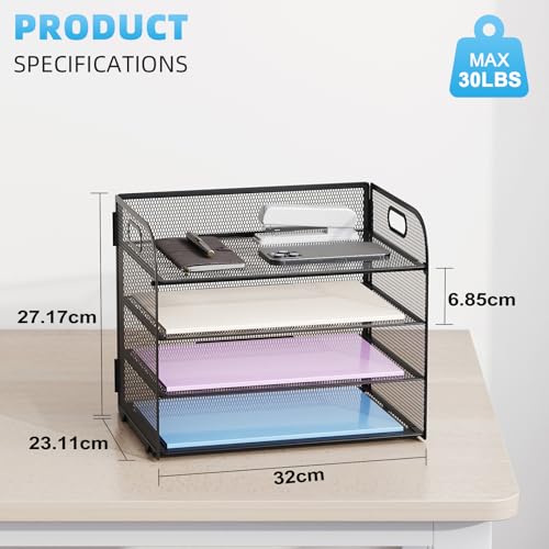 Rangement de documents A4 Marbrasse noir à 4 niveaux pour bureau