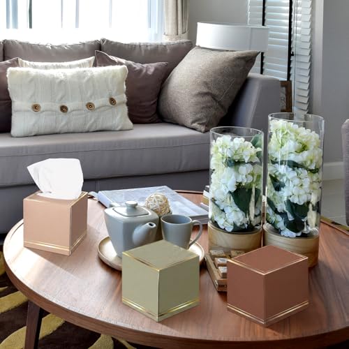 Image of Fourluoo 12 Pack Facial Tissues Cube Shaped Boxes Face Box 600 Sheets 3 Ply Soft Paper Square Tissues Bulk for Car Pocket Toilet Household Bedroom Family (Vintage Color)
