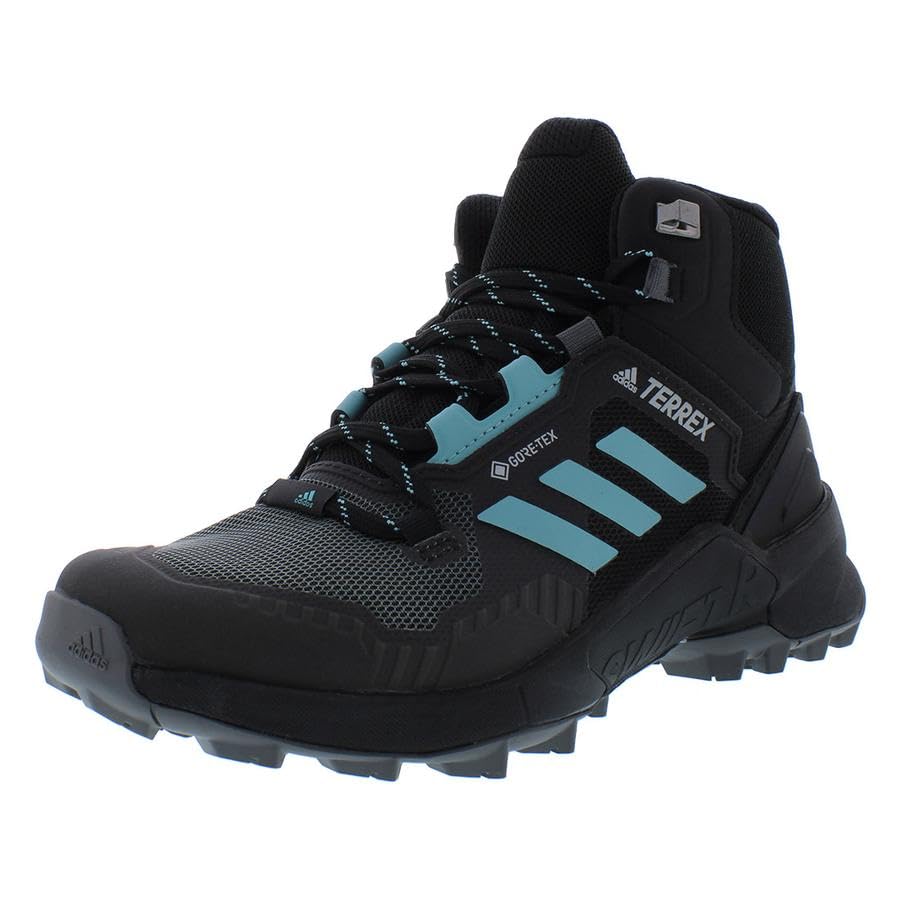 Image of adidas Terrex Swift R3 Mid GTX Womens Shoes Size 7.5, Color: Core Black /Mint Ton /Grey Five-