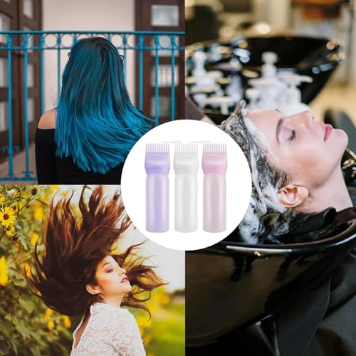 Shirene Haaröl Applikator,3 PCS Haaröl Applikatorflasche Hair Oil Applicator Bottle mit Abgestufter Skala Wurzelkamm Haarfärbepinsel Flasche Haar Werkzeuge für Hair Oiling Haar Colorationen