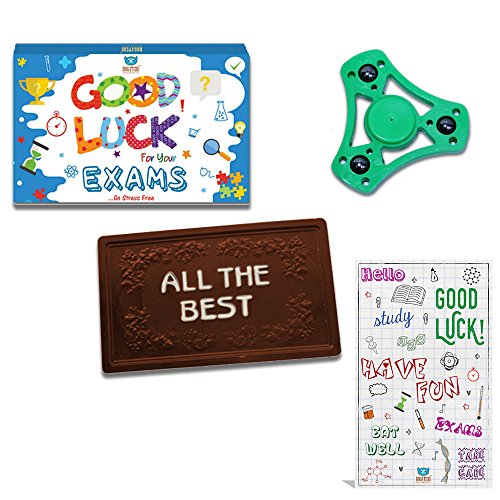 BOGATCHI Exam Day Gift, Dark Chocolate Bar for EXAM , EXAM Gift Hamper, Exam wishes, All the Best, Good Luck , Chocolate Bar, 70g + FREE -Smiley Ball (helps in reduce STRESS) + FREE Exam Wishes Greeting Card