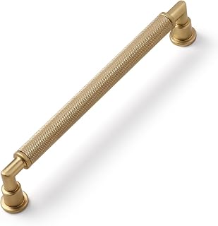 5 Pack Champagne Bronze Cabinet Pulls 6.3" Hole Center Knurled Drawer Pulls Bathroom Dresser Handles Hardware Bar Zinc Alloy