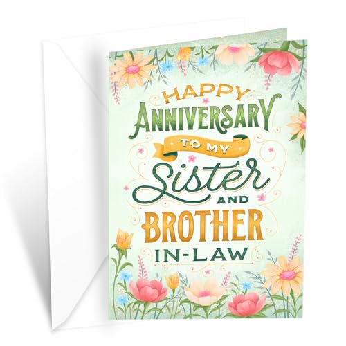 Prime Greetings Sister & Brother In Law Anniversary Card, Made in America, Thick Card...
