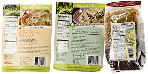 Frontier Soups 100% Natural Homemade In Minutes Gluten-Free Soup Mix 3 Flavor Variety Bundle: (1) Michigan Ski Country Chili Mix, (1) Virginia Blue Ridge Cheddar Broccoli Soup Mix, and (1) Connecticut Cottage Chicken Noodle Soup Mix, 4.5-15 Oz. Ea.