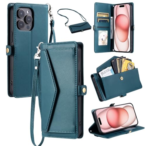 Housse de protection marron pour iPhone 14 étui portefeuille à clapet aimanté