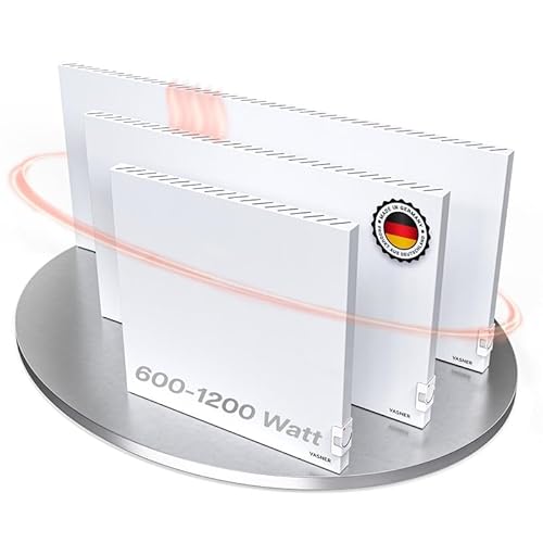 VASNER Konvi Infrarotheizung mit Thermostat – Hybrid Elektroheizung Konvektionsheizung inkl. Wandmontage 600-1200 Watt – Infrarot Wandheizung – Elektrische Heizung Made in Germany (600 Watt)