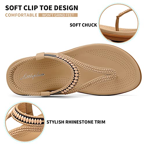 Image of Littleplum Womens Sandals Comfort Arch Support Sandals Summer Walking Shoes Casual Ankle Elastic Flip Flops Shoes