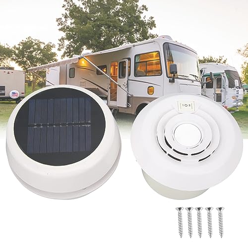 Solar Roof Vent - 12V Mute RV Exhaust Fan 1800RPM - Ideal for Campers and Motorhomes - Dust-proof 60CFM Cooling Fan - Perfect for Travel Trailers and Vans