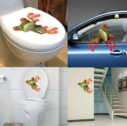 Sedeta® 3D Stereo Netter Frosch Funny Car Wc Wandaufkleber Abnehmbare wasserdichte Aufkleber Vinyl Art Home Schlafzimmer Badezimmer Dekor hohe Qualität