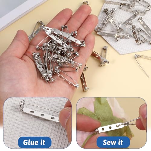 Larrel 80 Stück Broschennadeln, 2 cm/2,5 cm/3,3 cm/3,9 cm Silber Sicherheitsnadeln Broschennadeln Pins Silber Anstecknadel Sicherheitsnadel für DIY Handwerk, Schmuck