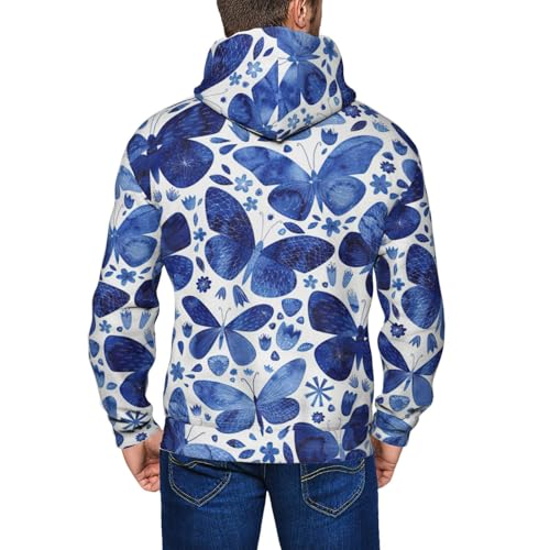Sweat à capuche papillons bleus : pull décontracté de voyage homme - 3