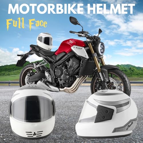 Image of Sage Square Audi Kimi Full Face Helmet | ISI Certified | Clear Visor | Comfort Inner Padding | Designed for Extra Comfort & Style (White Glossy- Silver Decal)