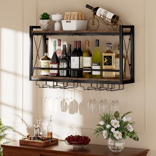 Shikha LED Wall Mounted Wine Rack with Glass Holder for Home Bar Kitchen by Shikha - Used condition - Image 3
