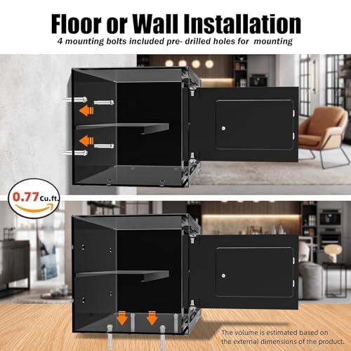 [ 0.77 Cu.ft. ]PATRON Safe Box with Key,Digital Security Home Safe,Cabinet Safe for Money Cash Documents,Wall Safe with Electronic Keypad,Removable Shelf for Office Hotel House Business,0.77 Cu.ft. - Thumbnail 4