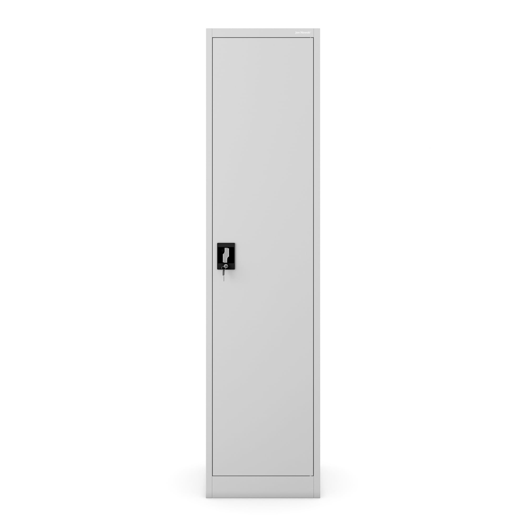 Jan Nowak Aktenschrank Büroschrank Metallschrank Lagerschrank 4 Fachböden Flügeltür Drehgriff Pulverbeschichtung Metall 185 cm x 45 cm x 40 cm (Grau)