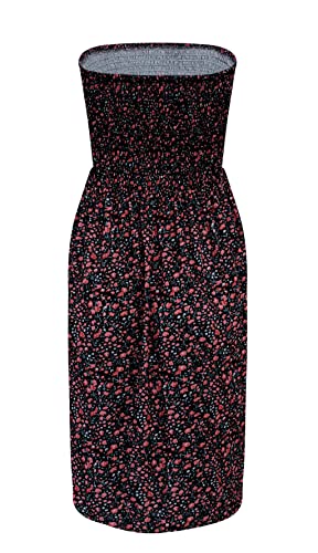 Image of Zyyfly Tube Top Dress Women Summer Beach Coverup Stretch Smocked Strapless Dress