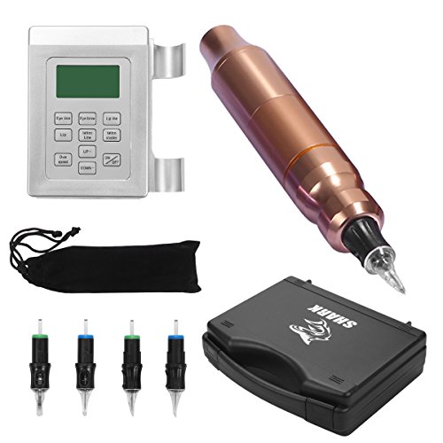Shark Cartridge Tattoo Kit with Control Panel Rotary Machine Tattoo Pen Multifunction Permanent Makeup Pen With Carry Case