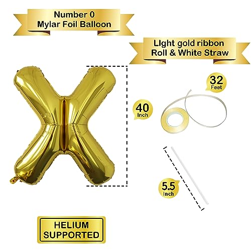 Image of Letter Balloons Gold Party Balloon - 40 Inch Large Gold Letter X Balloon, Letter Balloon Birthday Decorations, Balloon for Women Men Anniversary Party Decorations Supplies