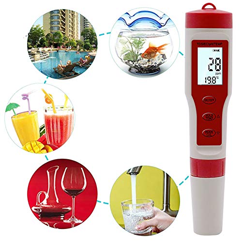Asdomo 4 in 1 PH/TDS/EC/Temp Digital Multi-Parameter Tester Professional Accurancy Water Quality Tester High Accuracy for Laboratory Aquariums Hydroponics Pool Swimming Pool