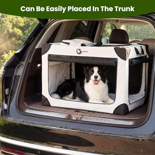 Cozila Portable Collapsible Dog Crate for Medium Dogs, 4 Mesh Doors & 2 Storage Bags, Indoor Outdoor Travel Dog Kennel, Grey, 30" x 21" x 21" by Cozila - Used condition - Image 7