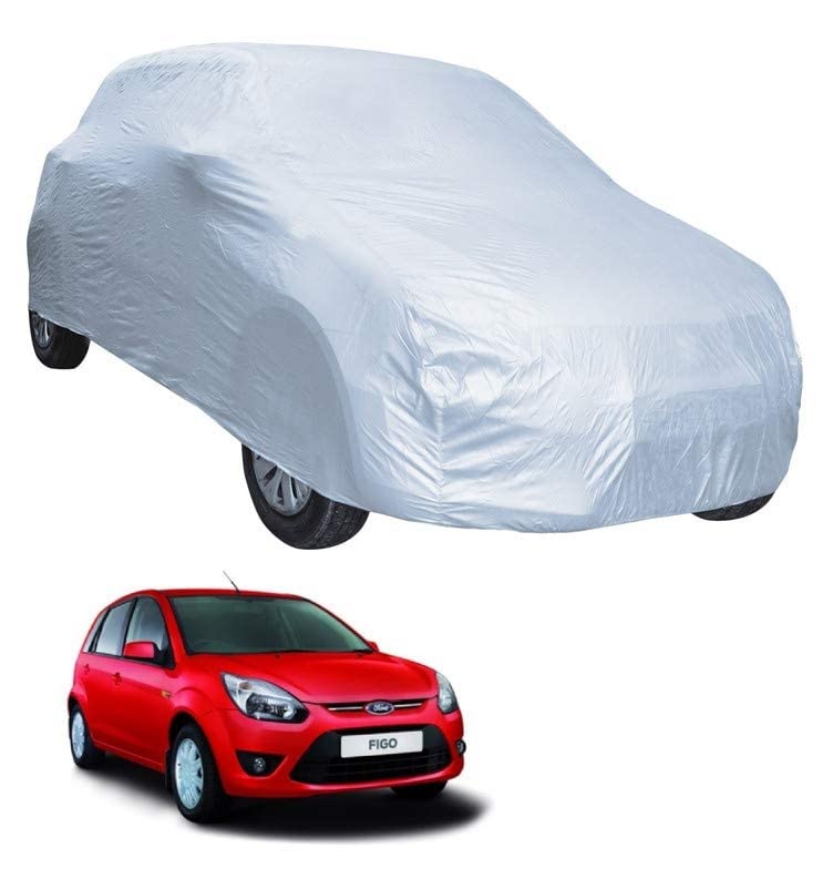Image of Auto Hub Car Cover Compatible with Ford Figo with Weather Proof, Triple Stitched, Figo Car Cover- Plain Silver