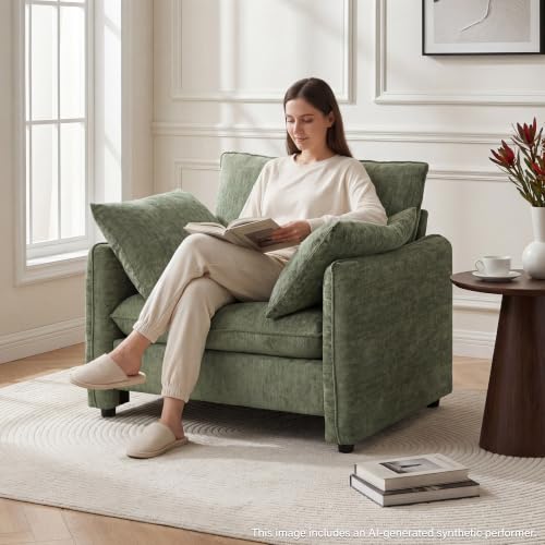 Sillón Moderno Chenille Plegable Verde miniatura 5