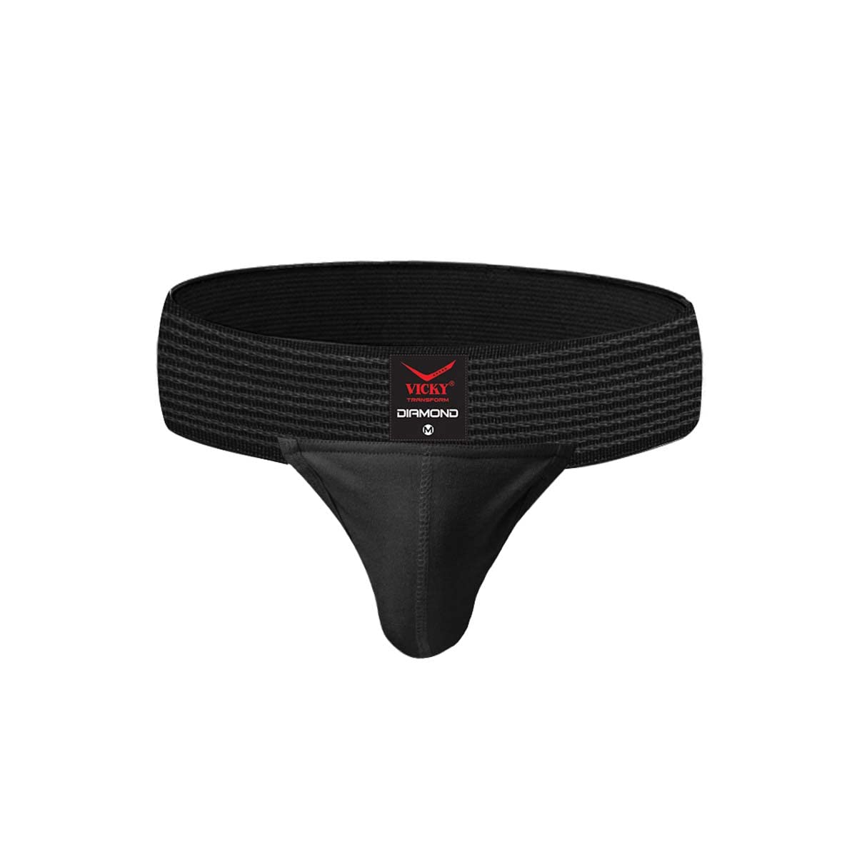 Vicky Transform Gym Diamond Supporter Cotton Spandex Athletic Fit Brief with Tight Waistband Ideal for Workout and Sports - Black, L