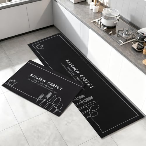LHHMZ Juego de 2 alfombrillas antideslizantes para cocina, comedor y entrada, 40 x 60 cm + 40 x 120 cm
