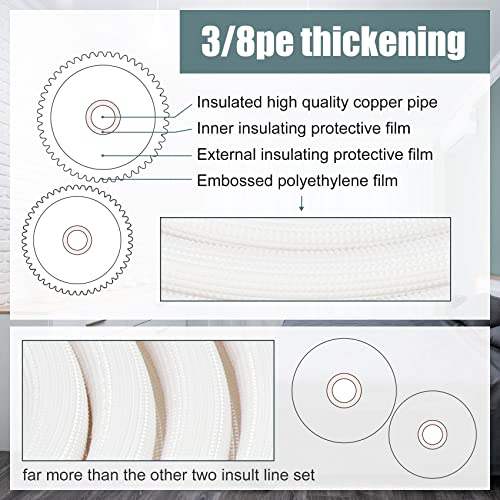 16 Ft Air Conditioning Copper Pipe Extension, 1/4" 1/2" 3/8" Pe Thickened For Mini Split Ac And Heating Equipment Insulation Coil Hvac Refrigerant With Nuts (16 Ft.1/4" & 1/2" *3/8Pe With Nuts) #TOP3