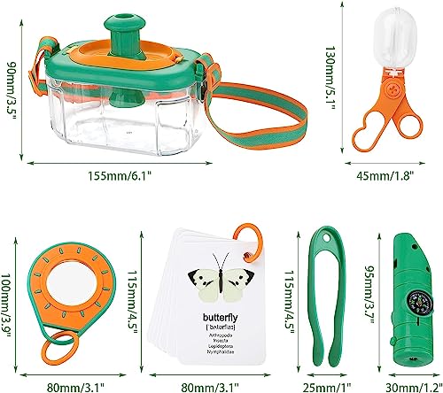 AM ANNA Bug Catcher Kit for Kids, Kids Outdoor Explorer Kit with Bug Collector, Whistle, Compass, Magnifying Glass, Educational Science Toy for 3-12 Years Old Boys and Girls