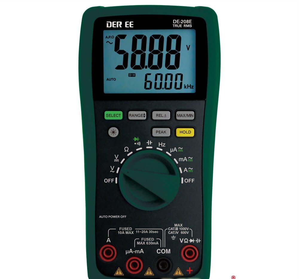 Taiwan Quality DER EE DE-208E High Accuracy DMM Digital Multimeter DCV ACV DCA ACA Resistance Diode Buzzer Capacitance Frequency Multi tester volt meters and RMS multimeters