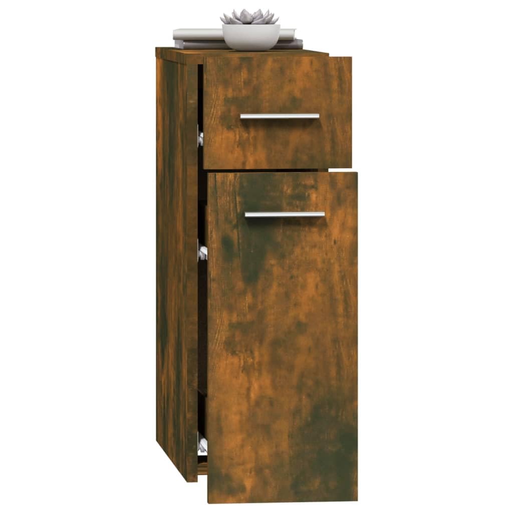 Armoire à pharmacie en bois de chêne fumé - 20 x 45,5 x 60 cm - Design moderne avec espace de rangement et fixation murale - Pour petits couloirs, chambres et salons