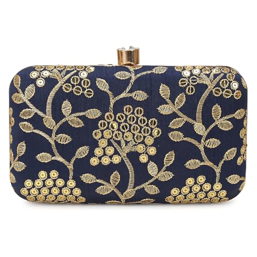 Image of LONGING TO BUY Hand Crafted Designer Box Clutch - Zari Embroidery For Women