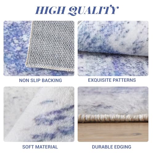 Cinknots Alfombras Salon Abstracta Alfombra de área Alfombra de Salón Modernas Antideslizante Pelo Corto para Salón (Azul/Gris/Multi Abstracto, 120 x 160 cm) - imagen 3