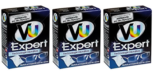 VU Expert - Lingettes nettoyantes lunettes microfibre respecte et nettoie tous type de verre - Etui de 20 lingettes Lot de 3