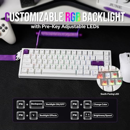 Image of EPOMAKER HE68 Wired Magnetic Gaming Keyboard, 8K Polling Rate, 0.125ms Latency, RGB Backlit, Board Mount, USB-A to C, Portable for Mac /PC /PS /Switch (White)