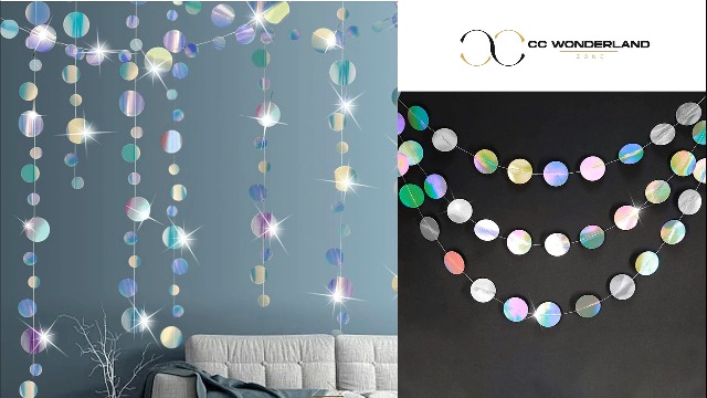 Guirlande Papier Dot Coloré Glitter Arc-en-Ciel 52 Pieds - 4pcs Pour Fêtes Et Mariages
