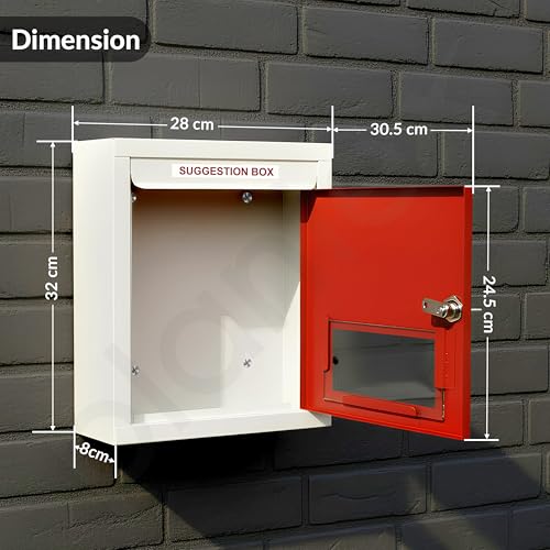 Image of Plantex All in 1 Multipurpose Letter Box /Suggestion Box /Complaint Box /Donation Box with Lock Table Top or Wall Mount (Red & Ivory)