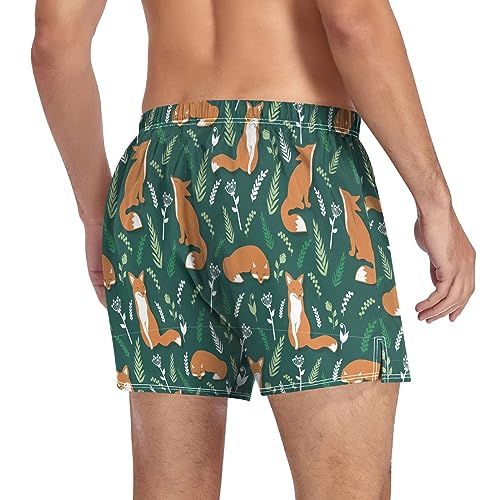 Men's Boxer Shorts Underwear Briefs Casual Boxer Breathable Soft Hand Drawn Colorful Foxes Fowers Small4