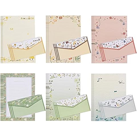 Unvtap Stationary Paper and Envelopes Set 54 Pcs Writing Paper and Envelopes, 36Pcs Cute Stationary Paper and 18Pcs Envelopes, Letter Set Lined Writing Paper and Envelopes for Office, Home, School Cover