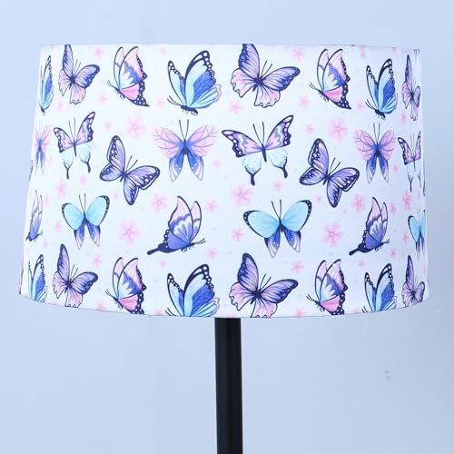 Image of tu casa Black Metal-Iron Base Foldable Floor Lamps with Butterfly Print & Satin Shade for Bedroom, Living Room, Lounge, Office Area, Gifting Without Bulb for Home Decoration (Height - 53 inch)
