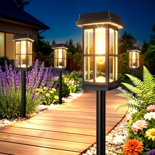 Ahaorigin 8 Pack Solar Pathway Lights Outdoor, 2 Lighting Modes Waterproof Solar Lights Outdoor, Brighter Up to 15Hrs Outdoor Path Lights for Yard Garden Walkway Driveway Sidewalk